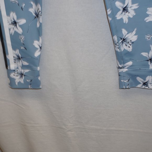 New AVEC LES FILLES Blue Floral Leggings L - Picture 5 of 10